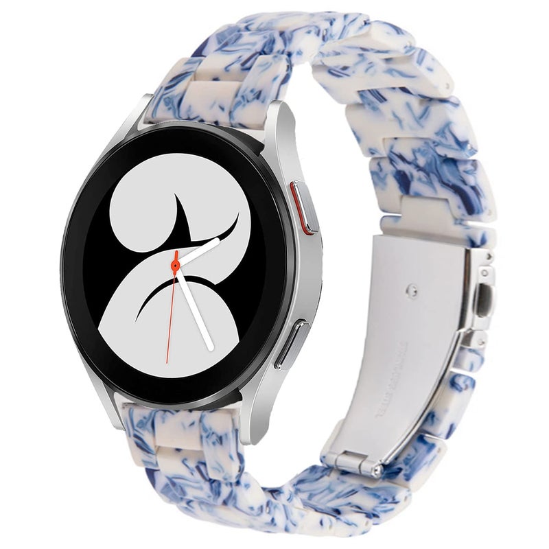 DEALELE Bands Compatible with Samsung Galaxy Watch 7 / FE / 6/6 Classic / 5/5 Pro / 4/4 Classic / 3 41mm, 20mm Colorful Resin Replacement Strap for Huawei GT3 42mm Women Men (Blue and White) - Image 1